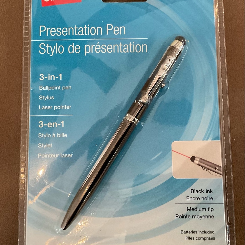 Staple Black and Silver 3-in-1 Presentation Pen